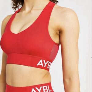 AYBL Red Mesh Racerback Sports Bra S